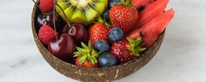Preview wallpaper berries, fruits, strawberries, cherries, watermelon, kiwi, blueberries