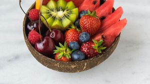 Preview wallpaper berries, fruits, strawberries, cherries, watermelon, kiwi, blueberries