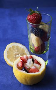 Preview wallpaper berries, lemon, glass, dessert