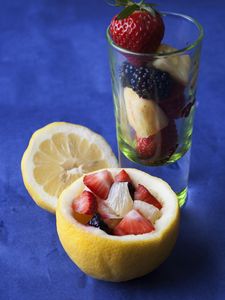 Preview wallpaper berries, lemon, glass, dessert