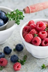 Preview wallpaper berries, raspberries, cranberries, saucers