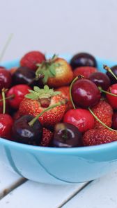 Preview wallpaper berries, strawberry, cherry, black cherry, vitamins