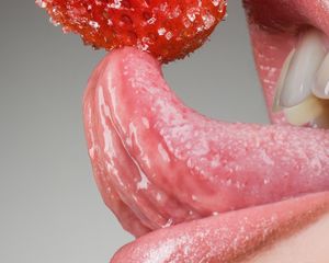 Preview wallpaper berry, strawberry, mouth, tongue, teeth, sweet