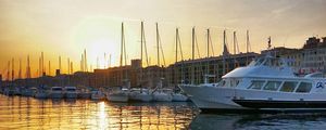 Preview wallpaper berth, boats, sunset, sea