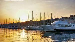 Preview wallpaper berth, boats, sunset, sea