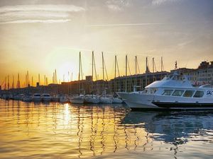 Preview wallpaper berth, boats, sunset, sea