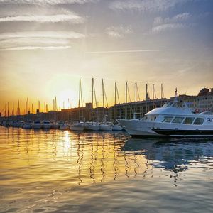 Preview wallpaper berth, boats, sunset, sea