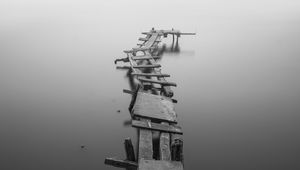 Preview wallpaper berth, bw, minimalism, ruins, gloomy, old