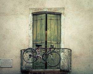 Preview wallpaper bicycle, balcony, door, wall