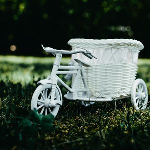 Preview wallpaper bicycle, basket, decorative, white, garden figure