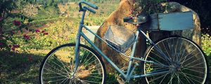 Preview wallpaper bicycle, basket, flowers