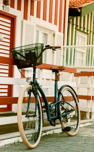 Preview wallpaper bicycle, basket, street, house