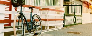 Preview wallpaper bicycle, basket, street, house