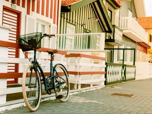 Preview wallpaper bicycle, basket, street, house