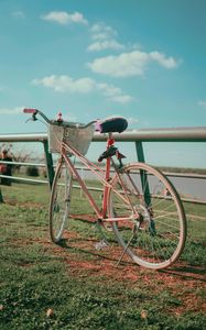 Preview wallpaper bicycle, bike, pink, basket, nature