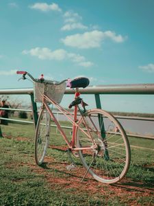 Preview wallpaper bicycle, bike, pink, basket, nature