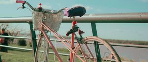 Preview wallpaper bicycle, bike, pink, basket, nature