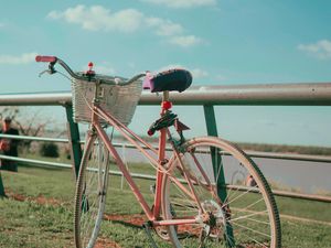 Preview wallpaper bicycle, bike, pink, basket, nature