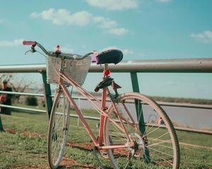 Preview wallpaper bicycle, bike, pink, basket, nature