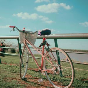 Preview wallpaper bicycle, bike, pink, basket, nature