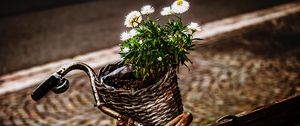 Preview wallpaper bicycle, bouquet, basket, rust