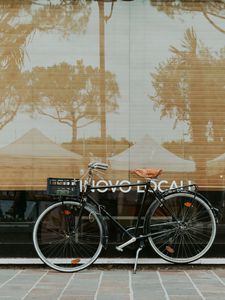 Preview wallpaper bicycle, facade, street, reflection