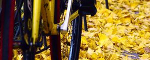 Preview wallpaper bicycle, fallen leaves, autumn