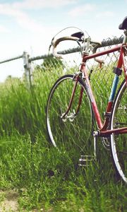 Preview wallpaper bicycle, fence, field, grass, summer