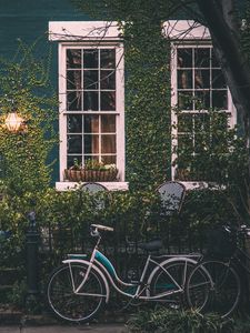 Preview wallpaper bicycle, fence, house, window