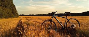 Preview wallpaper bicycle, field, grass, horizon, sky