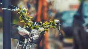 Preview wallpaper bicycle, flowers, headlight