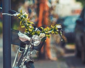 Preview wallpaper bicycle, flowers, headlight