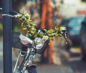 Preview wallpaper bicycle, flowers, headlight