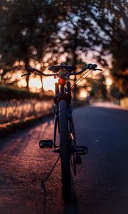 Preview wallpaper bicycle, glare, sunset, motion blur