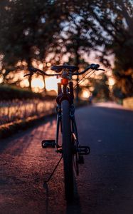 Preview wallpaper bicycle, glare, sunset, motion blur