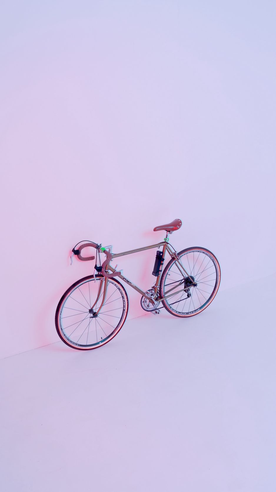938x1668 Wallpaper bicycle, pink, light