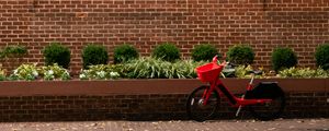 Preview wallpaper bicycle, red, building, road