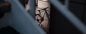 Preview wallpaper bicycle, staircase, dark, building