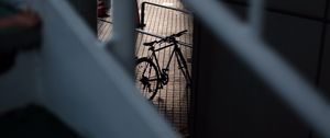 Preview wallpaper bicycle, staircase, dark, building