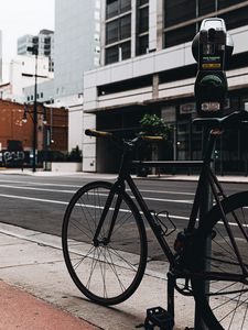 Preview wallpaper bicycle, street, buildings, city