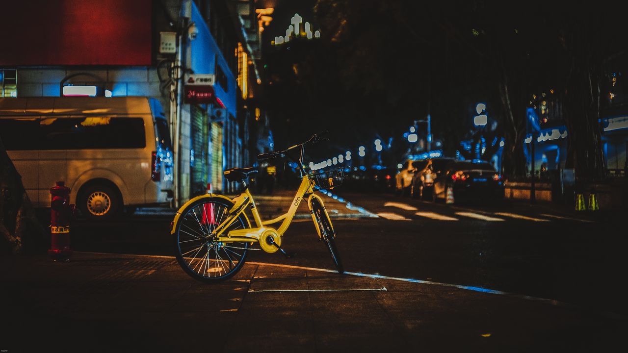 Wallpaper bicycle, street, city, evening