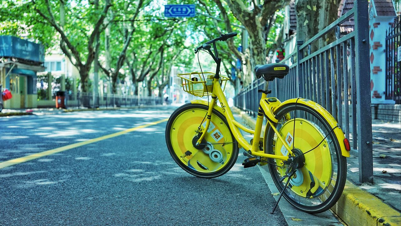 Wallpaper bicycle, street, yellow
