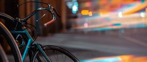 Preview wallpaper bicycle, transport, wheels, glare, blur, evening