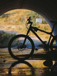 Preview wallpaper bicycle, tunnel, underground, water, reflection