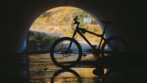 Preview wallpaper bicycle, tunnel, underground, water, reflection