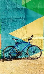 Preview wallpaper bicycle, wall, colorful, sunlight, shadow