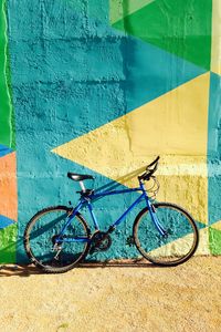 Preview wallpaper bicycle, wall, colorful, sunlight, shadow