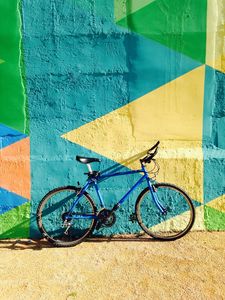 Preview wallpaper bicycle, wall, colorful, sunlight, shadow