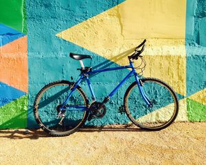 Preview wallpaper bicycle, wall, colorful, sunlight, shadow