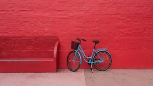 Preview wallpaper bicycle, wall, red